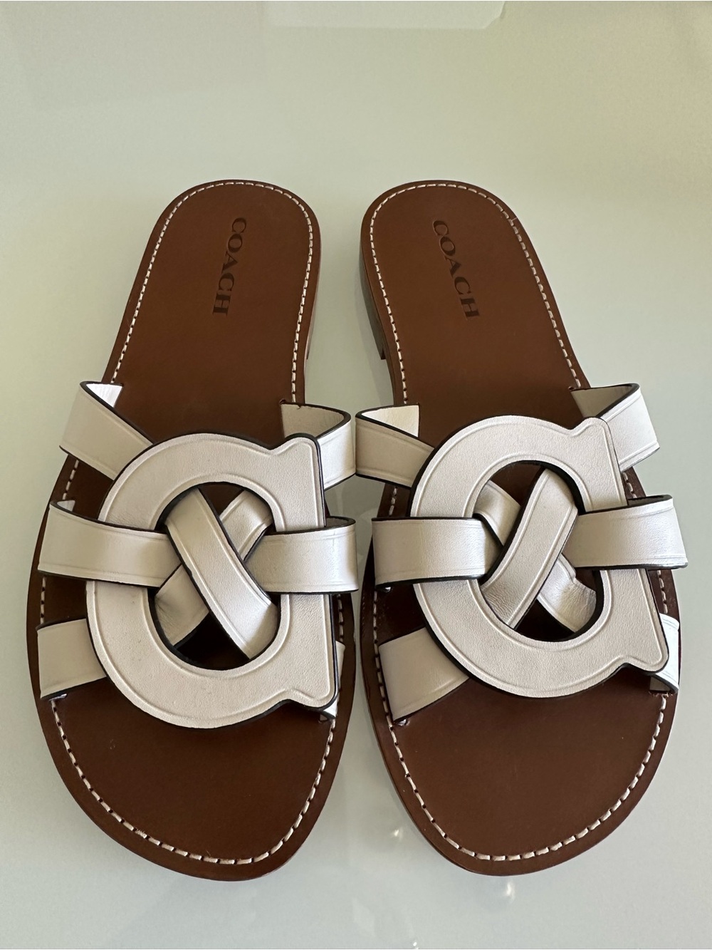 Coach Cream Sculpted C Slide Sandals – Women’s Size 9.5